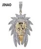 Glacé chef indien tête pendentif à breloque colliers Hip Hop or argent couleur chaînes pour hommes masque indien cadeaux bijoux 2010134426480