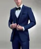 Herenkostuums Slim Fit Marineblauw herenpak 2-delig Zakelijk Blazer Broek Eén knop Effen Kleur Bruiloft Bruidegom Formeel Feest Causaal Op maat