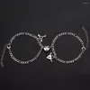 Braccialetti con ciondoli 2024 Bracciale per amanti in acciaio inossidabile Semplice cuore Magnete Blocco di fase Chiave Ala d'angelo Gioielli di moda