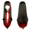 Synthetic Wigs Cosplay Wigs Long Straight Cosplay Wig Women Costume Party Black Red Ombre Heat Resistant Synthetic Hair Wigs 240328 240327