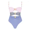 Dames Badmode 2024 Hoge taille Bikini Sexy Goud Badpak Dames Met Strandrok V-hals Badpak Beachwear Monokini Zwemmen Zomer