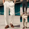 Pantalon de costume pour hommes avec pli et ceinture extensible, coupe classique, vêtements d'extérieur décontractés pour hommes, année chaude