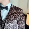 Fashionable Korean Slim Fit Mens Suit Set With Leopard Print Printed Velvet Suit Three Piece Set For Performance Wear Large Size Fashionable 230630