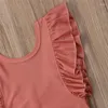 Roupa de banho feminina adorável verão crianças babados para meninas 1-6years maiô crianças maiô uma peça praia férias natação wear