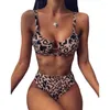 Mulheres Swimwear 2024 Sexo Bikini Terno Banheira Leopard Snake Imprimir Sexy Maiô com cintura alta e multi cor dupla face AB8257