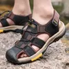 HBP icke-varumärke herrar läder sandaler atletiska sport utomhus stängd tå vandring fiskare sandaler sommar riktiga läder promenad sandaler