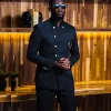 Suits African Fashion Suits For Mens with Stand Collar Custom Made Wedding Prom Clothes 2 Piece Slim Fit Groom Tuxedos 2023 Style