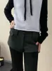Shorts femininos cinza cintura baixa terno y2k simples casual magro cem bolsos decoração mulher roupas 2024 primavera