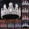 Luxury Barock Crystal Tiaras och Crowns Vintage Rhinestone Prom Diadem Women Bridal Wedding Hair Accessories smycken Ornament 240305