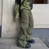 Männer Hosen Amerikanischen Retro Einfarbig Multi-taschen Overalls Modische Straße Gerade Bein Lose Breite Harajuku Stil Hosen