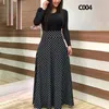 XL Kadın İlkbahar ve Sonbahar Baskı Dikiş Çiçek Uzun ziyafet elbisesi sıkı zarif seksi kadın 2023 Yaz 240314