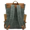 School Bags Oil Wax Canvas Leather Backpacks Unisex Waterproof Rucksacks 15 Inch Laptops Daypacks Large Capacity Vintage Mochilas Travel Bac