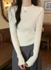 Kvinnors hoodies unika smal fit rund halsbotten tröja för 2024 höst/vinter avancerad med långärmad stickad topp
