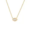 Zircon Oval Round Pendant Halsband med minimalistisk Instagram Fashion Electropated True Gold Color Protection Iovi