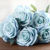 Dekorativa blommor Artificial Rose Flower Bouquet Simulation Home Office Floral Decor Wedding Fake Dark Purple