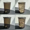 Одноразовая пластиковая чашка для холодных напитков из ПЭТ, 89 калибра, черная, прозрачная, с крышкой, емкостью 360/500, U-образная сумка-контейнер для кофейных напитков 240304