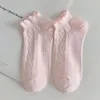 Женские носки, розовые, фиолетовые, короткие, JK Lolita Kawaii, милые хлопковые тонкие дышащие носки с рюшами до щиколотки, милые носки-лодочки для девочек
