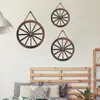 Feestdecoratie 3 stuks hangend houten wiel decor vintage muur