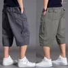 Shorts Summer Oversize Fat Cotton Men Cargo Short Casual Plus Size Cropped Trouser Sport Tactical Baggy Pants Loose 5XL 6XL