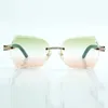 Verres de lunettes de soleil à la mode micro coupés avec diamant moyen 8300817 avec branche en bois vert naturel taille 18-135 mm