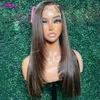 Synthetic Wigs Highlight Brown Wig Human Hair Lace Front Wigs Straight Body Wave For Black Women Brazilian 13x4 Lace Frontal Pre-Plucked Wig 240329