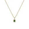 Colliers pendants Collier de zircon vert carré rétro pour les femmes Gérothes de couleurs géométriques coréennes