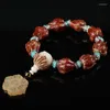 Strand Original Seed Buddha Beads Pulsera Sangre Rojo Hombres Praye