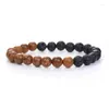 Strand Sandelhout En Froststone Armband Voor Mannen Vrouwen Elastische Boeddhistische Gebed Boeddha Houten Kralen Rozenkrans Armbanden Yoga Unisex Sieraden