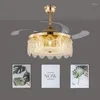 42 "Niewidzialny wentylator sufitowy światło Modern Crystal Lampa Pilot pilot dla złota Dekro sypialni