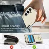 Samsung Galaxy S24 Ultra S23 S22 S21, Şok geçirmez Deri Yüzük Kickstand telefon kapağı için streçli elastik kart tutucu cüzdan kılıfları
