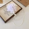 Collier ras du cou Unique fait à la main, chaîne de collier exquise avec fleur, tissu Vintage pour femmes et filles