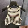 Bayan Tank Top Camis Tasarımcıları Örgü Yelek Sweaters T Shirt Tasarımcı Çizgili Mektup Kolsuz Üstler Knits Moda Stil Bayanlar Tees Boyut S-L P29C