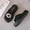 Terlik 2024 String Bead Summe Kadınlar Flip Flops Flats Platform Ayakkabı Slaytlar Elbise Slingback Sandals Nedensel Mujer Zapatillas