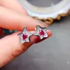 Dangle Oorbellen MeibaPJ 3 4 Natuurlijke Ruby Star Fish Stud Real 925 Sterling Zilver Rode Steen Fijne Charme Sieraden voor Vrouwen