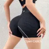 Boots Woman Sexy Open Crotch Mini Short Fitness Sweet Booty Lift Crotchless Leggings Sport Pant Seamless Zipper Outdoor Sex Elastic