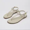Sandały Summer 2023 Brak sandałów pięty dla kobiet klamry buty damskie jedno słowo obuwie beżowy gumowy trend zewnętrzny h vintage oryginał