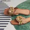 Slippers Women Flat Sandals Fashion Decoration Design 2024 Summer Footwear Light Soft Elegant Low Hees Travel Beach Shoes for Lady Q240318