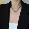 Hänghalsband kissme unik svart fyrkantig akryl halsband för kvinnor mode guld färg rostfritt stål länk kedjor non tarnish smycken