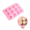 Rose Shaped lce Cube Mould 12 Grids Silicone Chocolate Pudding Molds Flower Grass Ice Cubes Tray Home Kitchen Baking Too TH1331