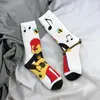 Herrstrumpor kompression björn med musikaliska anteckningar bin retro harjuku intressant anteckning gata stil mönster crew crazy sock