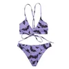 Costumi da bagno da donna Sexy stampati in due pezzi Bikini Set da donna Cinghie Moda posteriore con coulisse Reggiseno e perizoma Costume da bagno brasiliano Biquini