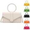 Bolsa de ombro feminina de couro pu, bolsa mensageiro fashion simples, cor doce, bolsa de mão crossbody feminina