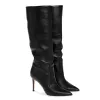 Stiefel 2023 Schwarze Frauen Knie High Stiefel Slouchy Speod Toe High Heel Party Mode täglich Herbst Winterschuhe