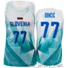 Printed Basketball Slovenia Jersey 2023 World Cup 27 ZIGA DIMEC 55 JAKOB CEBASEK 15 GREGOR HROVAT 11 Jaka BLAZIC 4 ZIGA SAMAR 3 Goran Dragic Blue White FIBA Shirt