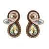 Pendientes colgantes hechos a mano Soutache joyería de moda lindo pequeño ángel pendiente de tuerca para mujer bonitos accesorios de tejido regalo de cristal