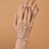 Link Armbänder Stonefans Blatt Zirkon Finger Armband Armreif Statement Zubehör Mode Einfache Kristall Hand Kette Hochzeit Schmuck