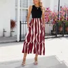 Casual Kleider 2024 Sommer Ärmelloses Gestreiftes Kleid Frauen Plissee Swing Elegante Französisch Stil Rundhals Hohe Taille Lose