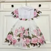 Mode prinses jurk baby tracksuits maat 90-150 cm kinderontwerper kleding bloemenprint meisjes t-shirt en korte rok 24mar