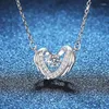 Kedjor XL123 Lefei Fashion Trendy Luxury Classic Moissanite Diamond-Set Color D Wing Heart Necklace Women 925 Silver Party Jewelry Gift