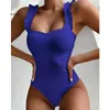 Damenbadebekleidung 2024 Sexy einteiliger Badeanzug Frauen Holz Ohr Rüschen Push Up Monokini Badeanzüge Sommer Strand Tragen Schwimmen Anzug